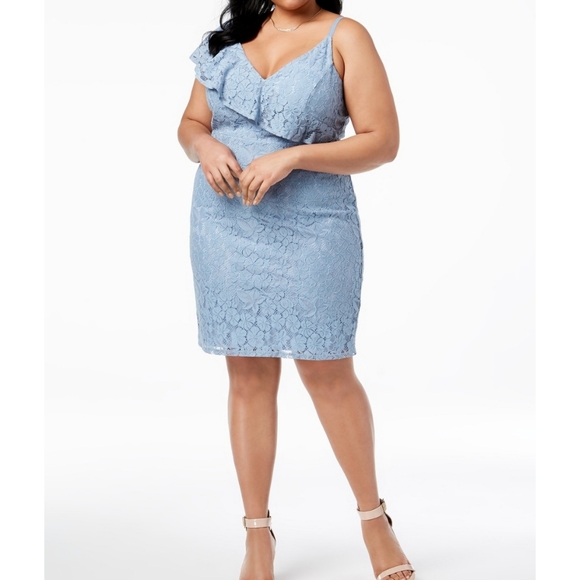 Soprano Plus Size Ruffled Lace Bodycon Dress - Picture 1 of 3